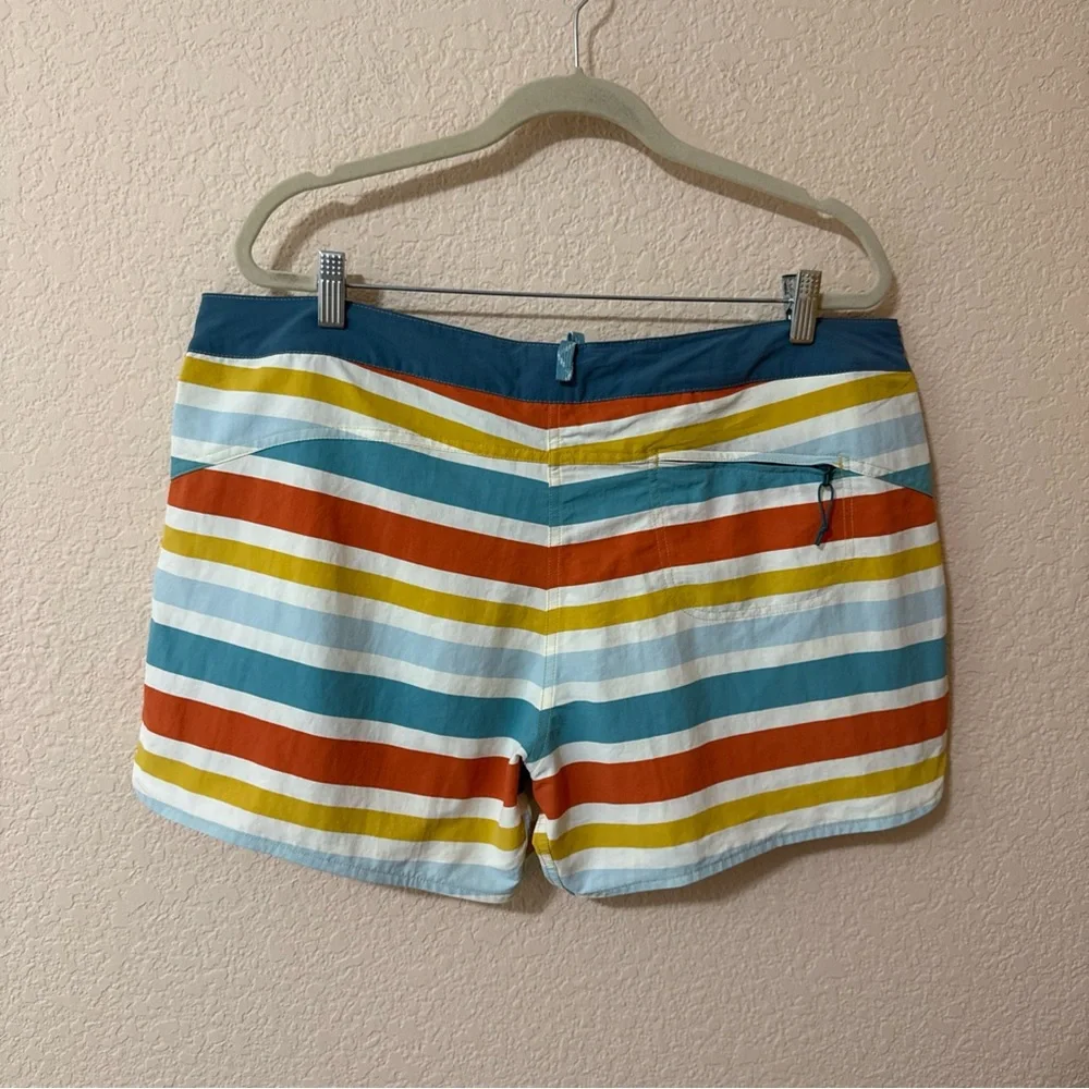 Patagonia Women’s Retro Striped Board Shorts Beach Summer Surf Swim Casual Sz 18